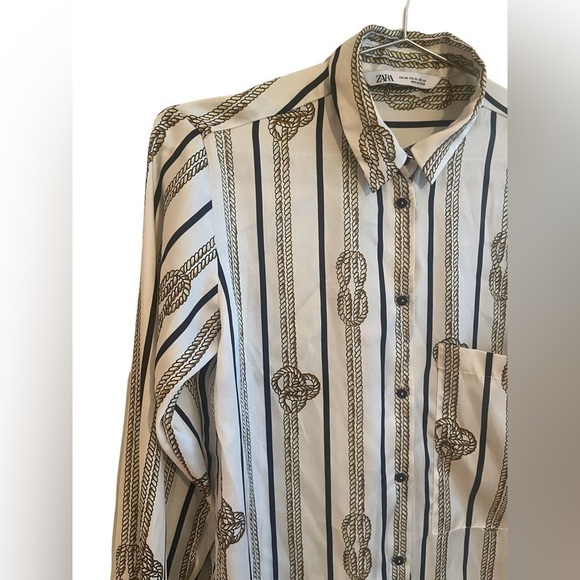 Zara Women’s Nautical Rope Print Silky Blouse - Picture 6 of 7